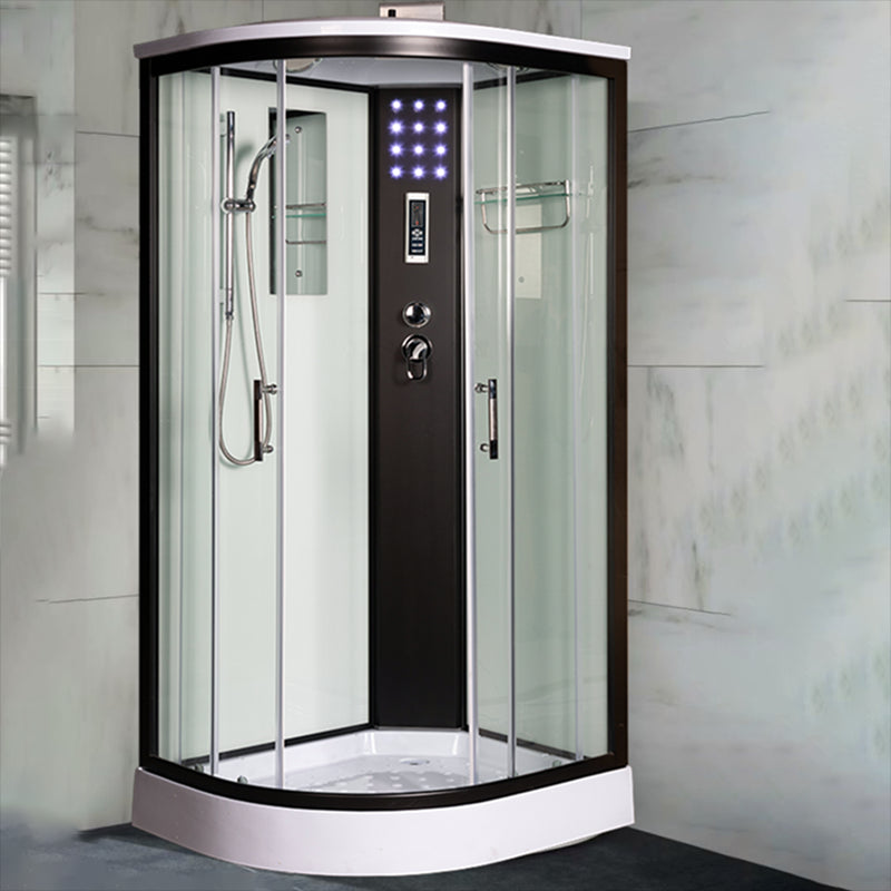 Rounded Shower Stall Framed Double Sliding White Shower Stall 39.4"L x 31.5"W x 82.7"H Left Clearhalo 'Bathroom Remodel & Bathroom Fixtures' 'Home Improvement' 'home_improvement' 'home_improvement_shower_stalls_enclosures' 'Shower Stalls & Enclosures' 'shower_stalls_enclosures' 'Showers & Bathtubs' 7381495