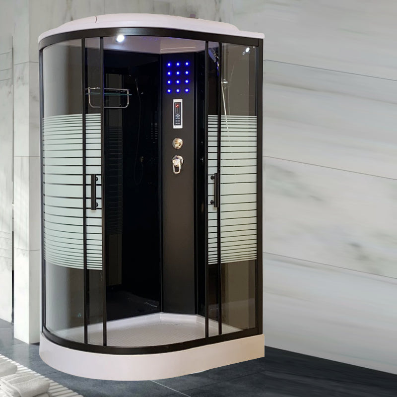 Rounded Shower Stall Framed Double Sliding White Shower Stall Left Clearhalo 'Bathroom Remodel & Bathroom Fixtures' 'Home Improvement' 'home_improvement' 'home_improvement_shower_stalls_enclosures' 'Shower Stalls & Enclosures' 'shower_stalls_enclosures' 'Showers & Bathtubs' 7381500