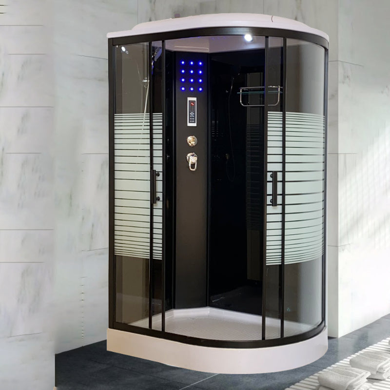 Rounded Shower Stall Framed Double Sliding White Shower Stall Right Clearhalo 'Bathroom Remodel & Bathroom Fixtures' 'Home Improvement' 'home_improvement' 'home_improvement_shower_stalls_enclosures' 'Shower Stalls & Enclosures' 'shower_stalls_enclosures' 'Showers & Bathtubs' 7381501