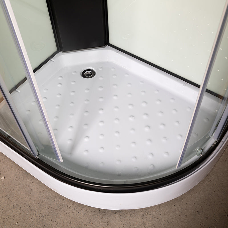 Rounded Shower Stall Framed Double Sliding White Shower Stall Clearhalo 'Bathroom Remodel & Bathroom Fixtures' 'Home Improvement' 'home_improvement' 'home_improvement_shower_stalls_enclosures' 'Shower Stalls & Enclosures' 'shower_stalls_enclosures' 'Showers & Bathtubs' 7381505