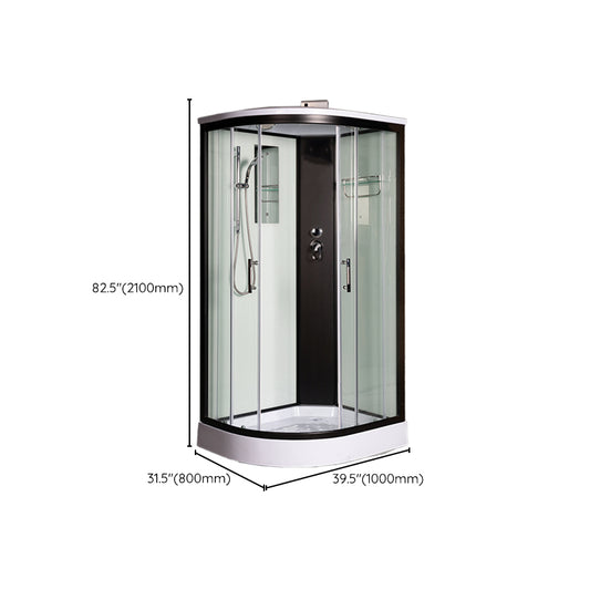 Rounded Shower Stall Framed Double Sliding White Shower Stall Clearhalo 'Bathroom Remodel & Bathroom Fixtures' 'Home Improvement' 'home_improvement' 'home_improvement_shower_stalls_enclosures' 'Shower Stalls & Enclosures' 'shower_stalls_enclosures' 'Showers & Bathtubs' 7381507