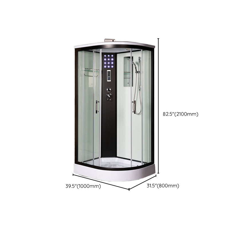 Rounded Shower Stall Framed Double Sliding White Shower Stall Clearhalo 'Bathroom Remodel & Bathroom Fixtures' 'Home Improvement' 'home_improvement' 'home_improvement_shower_stalls_enclosures' 'Shower Stalls & Enclosures' 'shower_stalls_enclosures' 'Showers & Bathtubs' 7381509