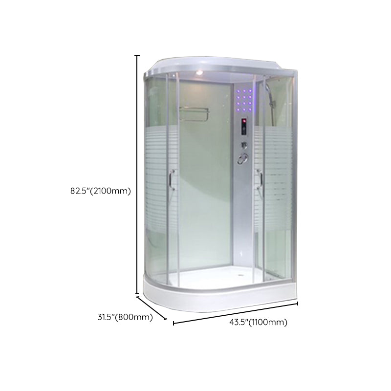 Rounded Shower Stall Framed Double Sliding White Shower Stall Clearhalo 'Bathroom Remodel & Bathroom Fixtures' 'Home Improvement' 'home_improvement' 'home_improvement_shower_stalls_enclosures' 'Shower Stalls & Enclosures' 'shower_stalls_enclosures' 'Showers & Bathtubs' 7381510