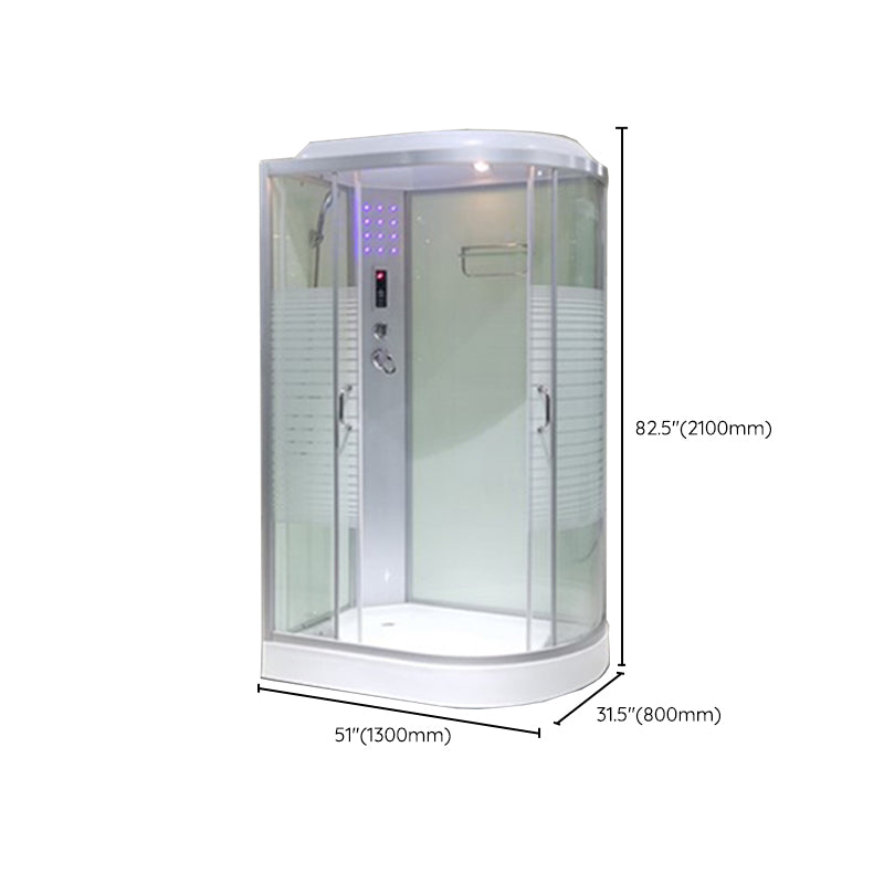 Rounded Shower Stall Framed Double Sliding White Shower Stall Clearhalo 'Bathroom Remodel & Bathroom Fixtures' 'Home Improvement' 'home_improvement' 'home_improvement_shower_stalls_enclosures' 'Shower Stalls & Enclosures' 'shower_stalls_enclosures' 'Showers & Bathtubs' 7381517