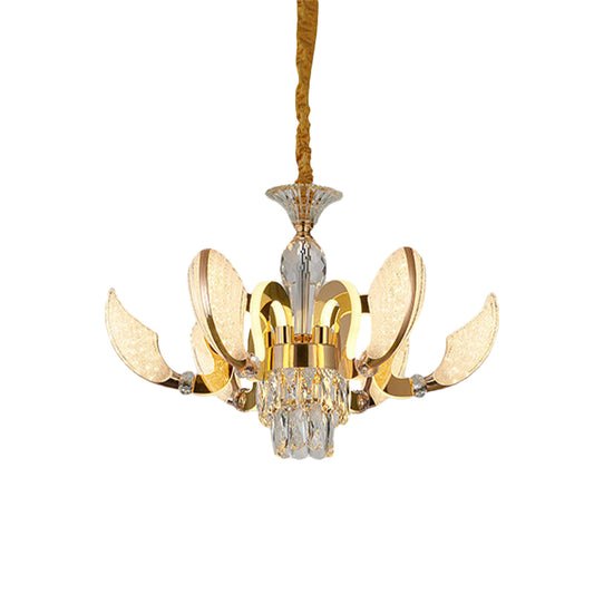 Modernism Shell Shaped Pendant Chandelier 6 Lights Crystal Hanging Light Kit in Gold Clearhalo 'Ceiling Lights' 'Chandeliers' 'Modern Chandeliers' 'Modern' Lighting' 738168
