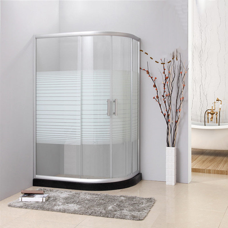 Semi-Frameless Shower Bath Door Double Sliding Shower Doors Patterned 47"L x 31"W x 73"H Left Clearhalo 'Bathroom Remodel & Bathroom Fixtures' 'Home Improvement' 'home_improvement' 'home_improvement_shower_tub_doors' 'Shower and Tub Doors' 'shower_tub_doors' 'Showers & Bathtubs' 7381698