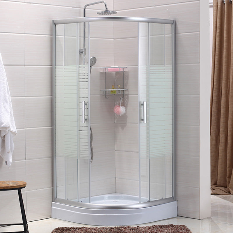 Semi-Frameless Shower Bath Door Double Sliding Shower Doors Patterned Clearhalo 'Bathroom Remodel & Bathroom Fixtures' 'Home Improvement' 'home_improvement' 'home_improvement_shower_tub_doors' 'Shower and Tub Doors' 'shower_tub_doors' 'Showers & Bathtubs' 7381701