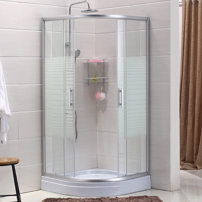 Semi-Frameless Shower Bath Door Double Sliding Shower Doors Patterned 35.4"L x 35.4"W x 76.8"H Symmetrical Clearhalo 'Bathroom Remodel & Bathroom Fixtures' 'Home Improvement' 'home_improvement' 'home_improvement_shower_tub_doors' 'Shower and Tub Doors' 'shower_tub_doors' 'Showers & Bathtubs' 7381702
