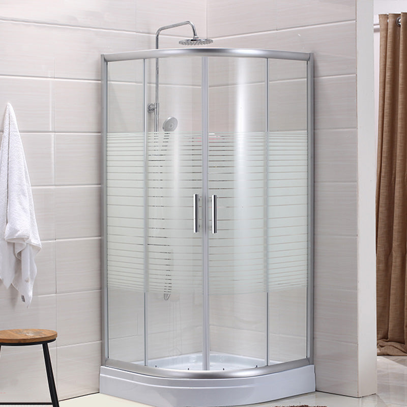 Semi-Frameless Shower Bath Door Double Sliding Shower Doors Patterned 31.5"L x 31.5"W x 76.8"H Symmetrical Clearhalo 'Bathroom Remodel & Bathroom Fixtures' 'Home Improvement' 'home_improvement' 'home_improvement_shower_tub_doors' 'Shower and Tub Doors' 'shower_tub_doors' 'Showers & Bathtubs' 7381704