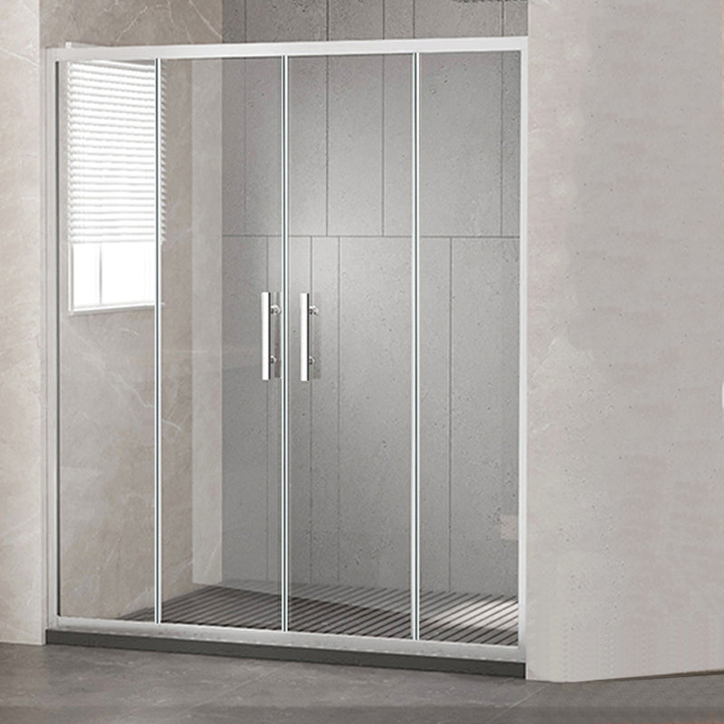 Semi-Frameless Shower Bath Door Single Sliding Shower Doors Tempered Silver Clearhalo 'Bathroom Remodel & Bathroom Fixtures' 'Home Improvement' 'home_improvement' 'home_improvement_shower_tub_doors' 'Shower and Tub Doors' 'shower_tub_doors' 'Showers & Bathtubs' 7381726