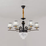 Crystal Black Ceiling Light Conical 6/8-Head Modernism Chandelier Pendant Lamp for Living Room Clearhalo 'Ceiling Lights' 'Chandeliers' 'Modern Chandeliers' 'Modern' Lighting' 738198