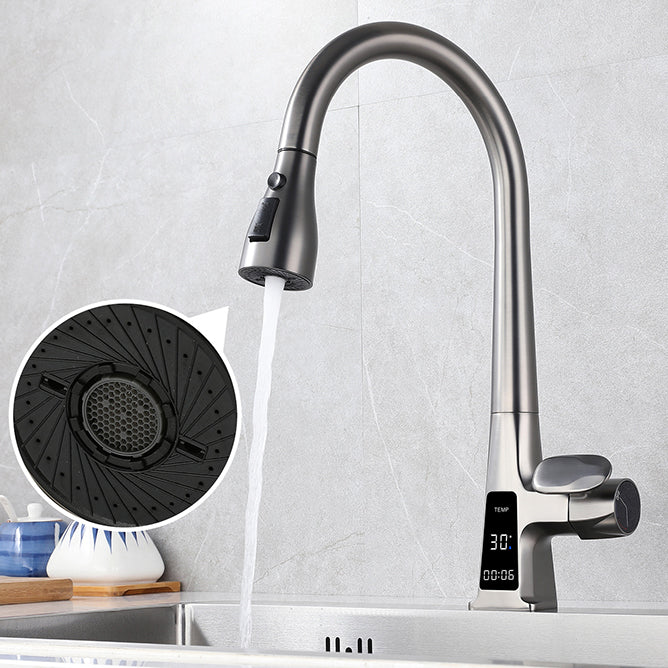 Modern Style Kitchen Faucet Gooseneck Copper Knob Handle Kitchen Faucet Clearhalo 'Home Improvement' 'home_improvement' 'home_improvement_kitchen_faucets' 'Kitchen Faucets' 'Kitchen Remodel & Kitchen Fixtures' 'Kitchen Sinks & Faucet Components' 'kitchen_faucets' 7382798