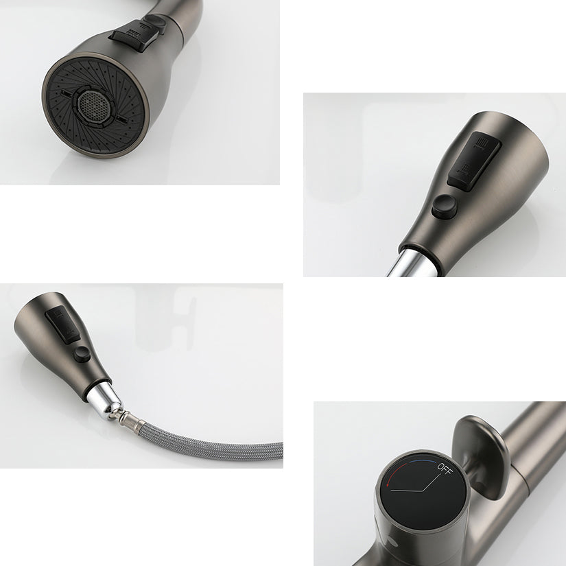 Modern Style Kitchen Faucet Gooseneck Copper Knob Handle Kitchen Faucet Clearhalo 'Home Improvement' 'home_improvement' 'home_improvement_kitchen_faucets' 'Kitchen Faucets' 'Kitchen Remodel & Kitchen Fixtures' 'Kitchen Sinks & Faucet Components' 'kitchen_faucets' 7382801