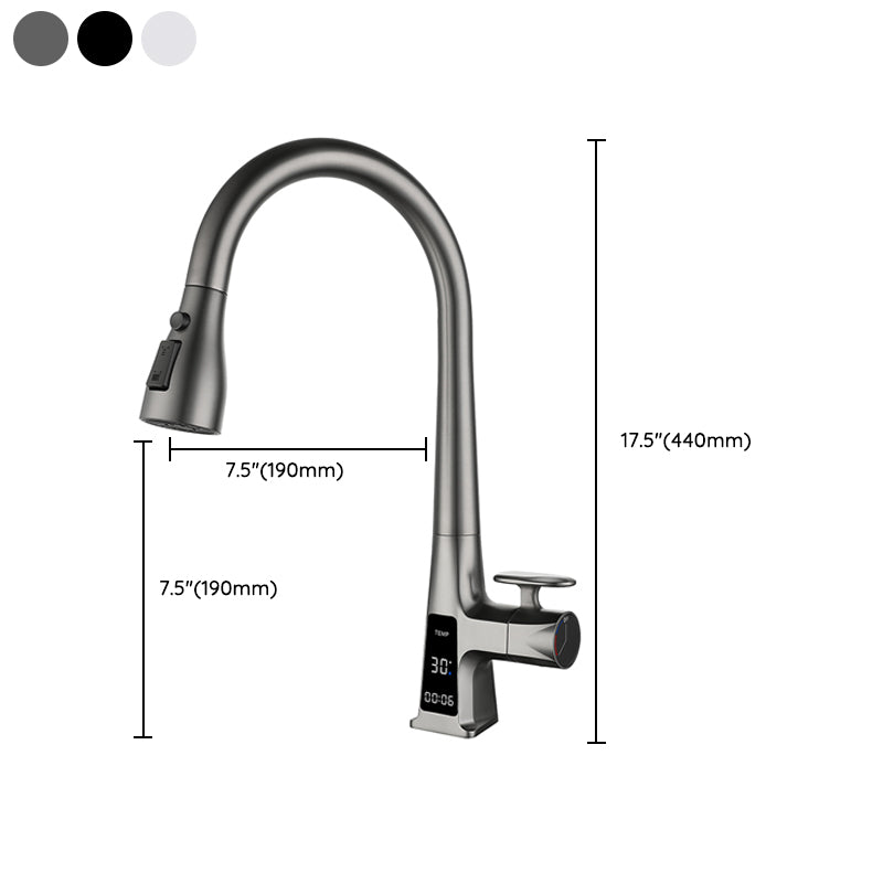 Modern Style Kitchen Faucet Gooseneck Copper Knob Handle Kitchen Faucet Clearhalo 'Home Improvement' 'home_improvement' 'home_improvement_kitchen_faucets' 'Kitchen Faucets' 'Kitchen Remodel & Kitchen Fixtures' 'Kitchen Sinks & Faucet Components' 'kitchen_faucets' 7382802