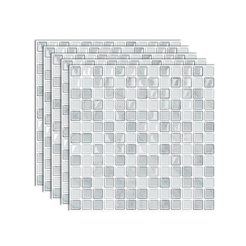 Pvc Tile Peel and Stick Tile Kitchen Waterproof Mosaic Backsplash Wall Tile Grey 5-Piece Set Clearhalo 'Flooring 'Home Improvement' 'home_improvement' 'home_improvement_peel_stick_blacksplash' 'Peel & Stick Backsplash Tile' 'peel_stick_blacksplash' 'Walls & Ceilings' Walls and Ceiling' 7382881