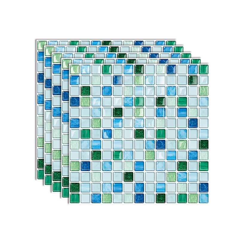 Pvc Tile Peel and Stick Tile Kitchen Waterproof Mosaic Backsplash Wall Tile Green 5-Piece Set Clearhalo 'Flooring 'Home Improvement' 'home_improvement' 'home_improvement_peel_stick_blacksplash' 'Peel & Stick Backsplash Tile' 'peel_stick_blacksplash' 'Walls & Ceilings' Walls and Ceiling' 7382883