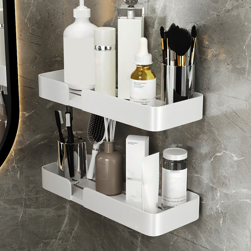 White Bathroom Set Modern 1/2/3 - Piece Anti-rust Bath Shelf 2 Piece Set No Hook Included Clearhalo 'Bathroom Hardware Sets' 'Bathroom Hardware' 'Bathroom Remodel & Bathroom Fixtures' 'bathroom_hardware_sets' 'Home Improvement' 'home_improvement' 'home_improvement_bathroom_hardware_sets' 7383154