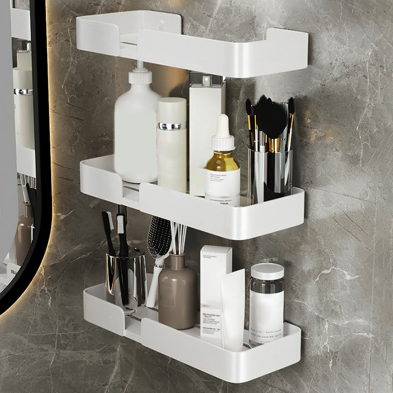 White Bathroom Set Modern 1/2/3 - Piece Anti-rust Bath Shelf 3 Piece Set No Hook Included Clearhalo 'Bathroom Hardware Sets' 'Bathroom Hardware' 'Bathroom Remodel & Bathroom Fixtures' 'bathroom_hardware_sets' 'Home Improvement' 'home_improvement' 'home_improvement_bathroom_hardware_sets' 7383156