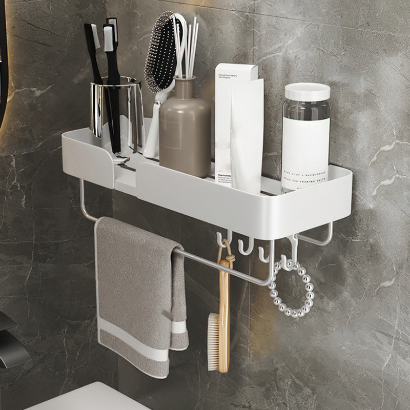 White Bathroom Set Modern 1/2/3 - Piece Anti-rust Bath Shelf 1 Piece 4 Clearhalo 'Bathroom Hardware Sets' 'Bathroom Hardware' 'Bathroom Remodel & Bathroom Fixtures' 'bathroom_hardware_sets' 'Home Improvement' 'home_improvement' 'home_improvement_bathroom_hardware_sets' 7383158