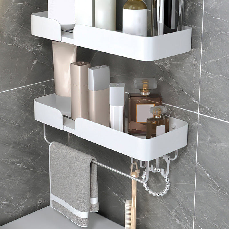 White Bathroom Set Modern 1/2/3 - Piece Anti-rust Bath Shelf Clearhalo 'Bathroom Hardware Sets' 'Bathroom Hardware' 'Bathroom Remodel & Bathroom Fixtures' 'bathroom_hardware_sets' 'Home Improvement' 'home_improvement' 'home_improvement_bathroom_hardware_sets' 7383159