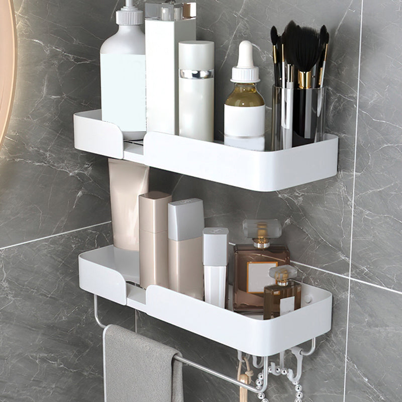 White Bathroom Set Modern 1/2/3 - Piece Anti-rust Bath Shelf 2 Piece Set 4 Clearhalo 'Bathroom Hardware Sets' 'Bathroom Hardware' 'Bathroom Remodel & Bathroom Fixtures' 'bathroom_hardware_sets' 'Home Improvement' 'home_improvement' 'home_improvement_bathroom_hardware_sets' 7383160