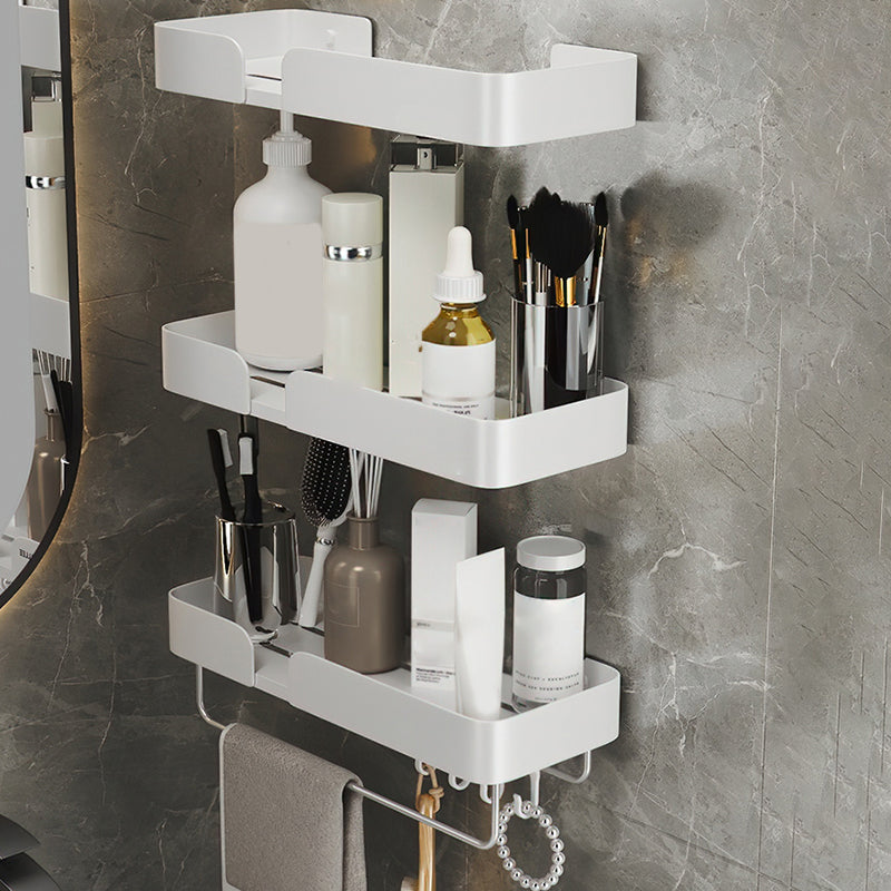 White Bathroom Set Modern 1/2/3 - Piece Anti-rust Bath Shelf 3 Piece Set 4 Clearhalo 'Bathroom Hardware Sets' 'Bathroom Hardware' 'Bathroom Remodel & Bathroom Fixtures' 'bathroom_hardware_sets' 'Home Improvement' 'home_improvement' 'home_improvement_bathroom_hardware_sets' 7383162