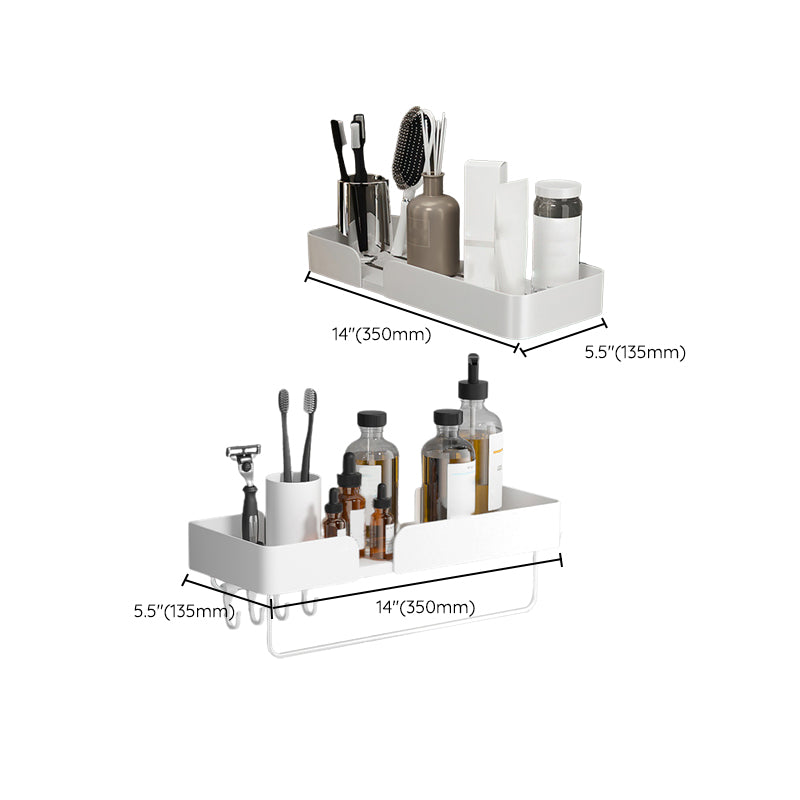 White Bathroom Set Modern 1/2/3 - Piece Anti-rust Bath Shelf Clearhalo 'Bathroom Hardware Sets' 'Bathroom Hardware' 'Bathroom Remodel & Bathroom Fixtures' 'bathroom_hardware_sets' 'Home Improvement' 'home_improvement' 'home_improvement_bathroom_hardware_sets' 7383168