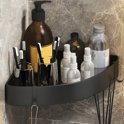 Black/White Bathroom Set Modern 1/2/3 - Piece Anti-rust Bath Shelf 11.5" Black 1 Piece Clearhalo 'Bathroom Hardware Sets' 'Bathroom Hardware' 'Bathroom Remodel & Bathroom Fixtures' 'bathroom_hardware_sets' 'Home Improvement' 'home_improvement' 'home_improvement_bathroom_hardware_sets' 7383170
