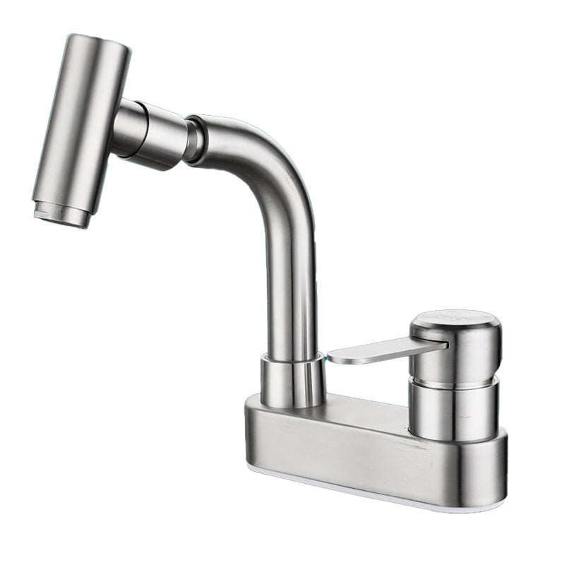 Centerset Bathroom Faucet Stainless Steel Lever Handle 2 Holes Swivel Vanity Sink Faucet Clearhalo 'Bathroom Remodel & Bathroom Fixtures' 'Bathroom Sink Faucets' 'Bathroom Sinks & Faucet Components' 'bathroom_sink_faucets' 'Home Improvement' 'home_improvement' 'home_improvement_bathroom_sink_faucets' 7383342
