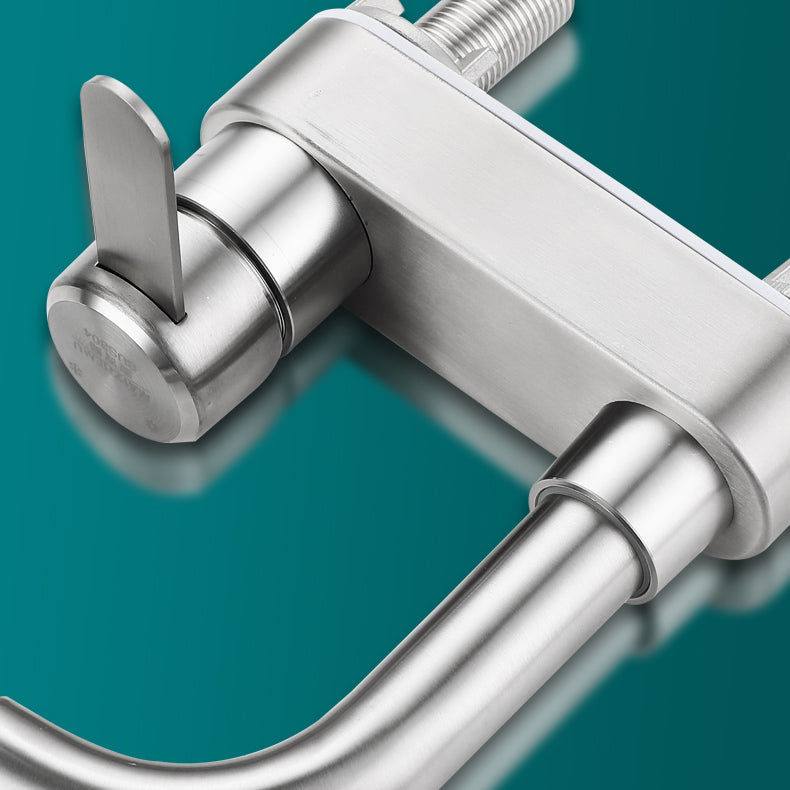 Centerset Bathroom Faucet Stainless Steel Lever Handle 2 Holes Swivel Vanity Sink Faucet Clearhalo 'Bathroom Remodel & Bathroom Fixtures' 'Bathroom Sink Faucets' 'Bathroom Sinks & Faucet Components' 'bathroom_sink_faucets' 'Home Improvement' 'home_improvement' 'home_improvement_bathroom_sink_faucets' 7383346