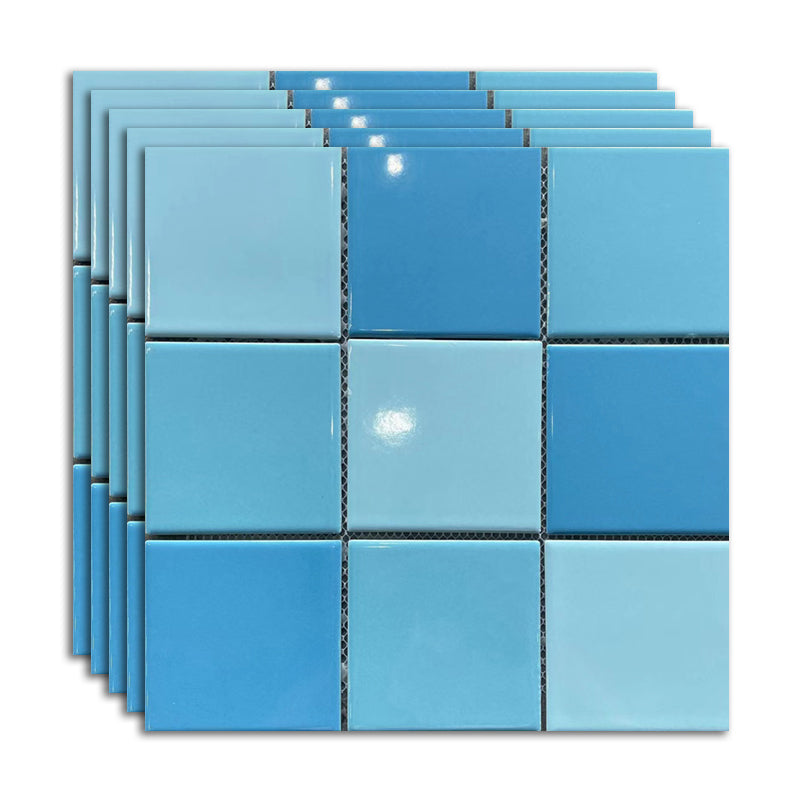 Ceramic Floor and Wall Tile Slip Resistant Floor and Wall Tile with Square Shape Dark Blue-Light Blue Clearhalo 'Floor Tiles & Wall Tiles' 'floor_tiles_wall_tiles' 'Flooring 'Home Improvement' 'home_improvement' 'home_improvement_floor_tiles_wall_tiles' Walls and Ceiling' 7383398