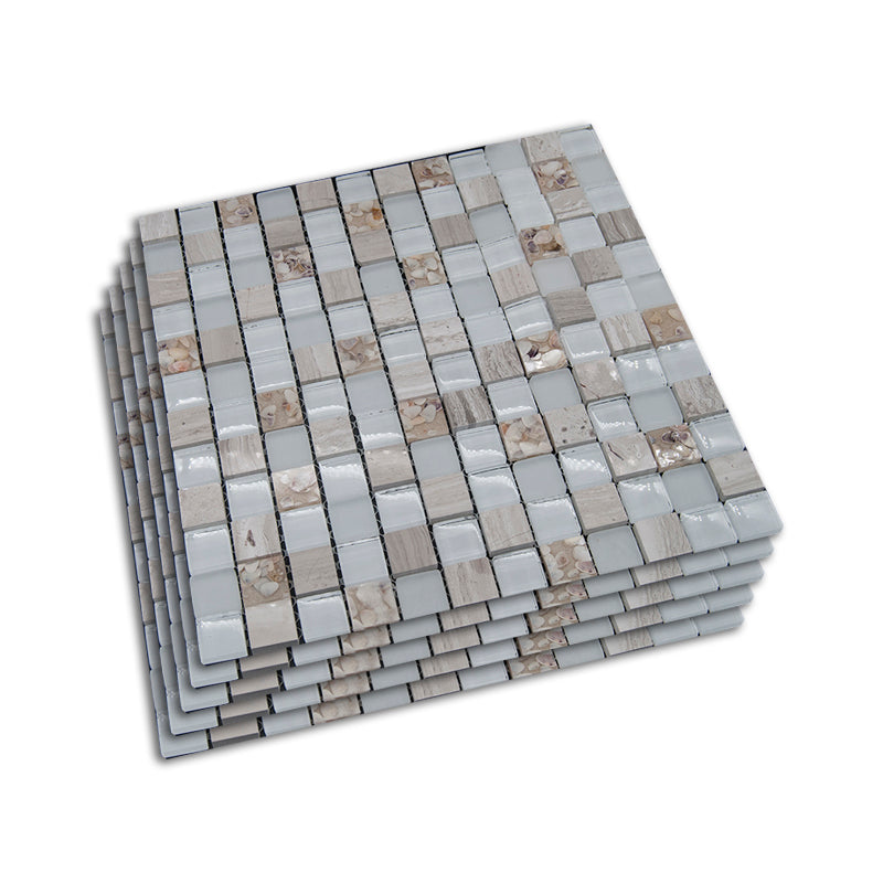 Grid Floor and Wall Tile Contemporary Glass Floor and Wall Tile Off-White Clearhalo 'Floor Tiles & Wall Tiles' 'floor_tiles_wall_tiles' 'Flooring 'Home Improvement' 'home_improvement' 'home_improvement_floor_tiles_wall_tiles' Walls and Ceiling' 7383424