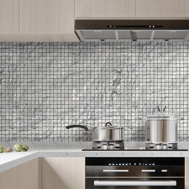 Mosaic Tile Peel and Stick Tile Pvc 3D Kitchen Backsplash Peel and Stick Wall Tile Pewter 10-Piece Set Clearhalo 'Flooring 'Home Improvement' 'home_improvement' 'home_improvement_peel_stick_blacksplash' 'Peel & Stick Backsplash Tile' 'peel_stick_blacksplash' 'Walls & Ceilings' Walls and Ceiling' 7383520