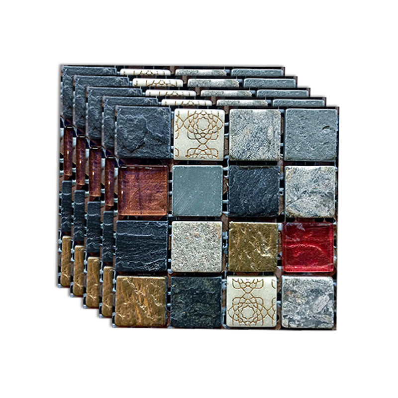 Mosaic Tile Peel and Stick Tile Kitchen Backsplash Peel and Stick Wall Tile Red-Blue 20-Piece Set Clearhalo 'Flooring 'Home Improvement' 'home_improvement' 'home_improvement_peel_stick_blacksplash' 'Peel & Stick Backsplash Tile' 'peel_stick_blacksplash' 'Walls & Ceilings' Walls and Ceiling' 7383535