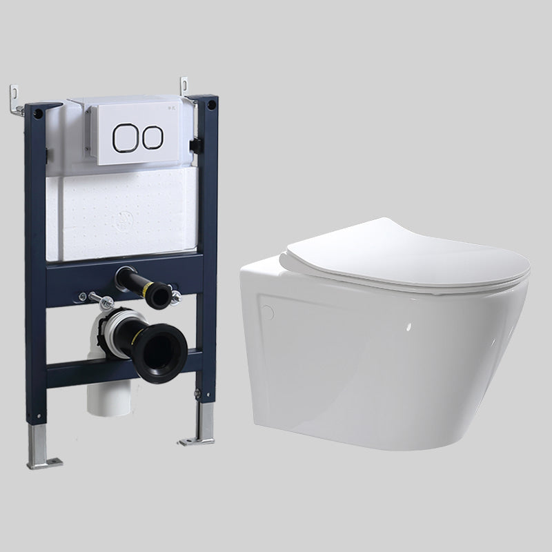 Modern Wall Mounted Flush Toilet White Toilet Bowl with Seat for Washroom 15"L x 19"W x 13"H Toilet with Low Tanker Clearhalo 'Bathroom Remodel & Bathroom Fixtures' 'Home Improvement' 'home_improvement' 'home_improvement_toilets' 'Toilets & Bidets' 'Toilets' 7384406