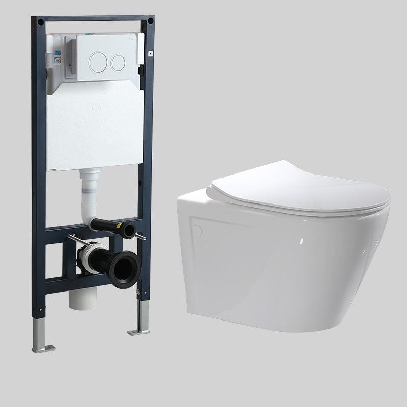 Modern Wall Mounted Flush Toilet White Toilet Bowl with Seat for Washroom 15"L x 19"W x 13"H Toilet with High Tanker Clearhalo 'Bathroom Remodel & Bathroom Fixtures' 'Home Improvement' 'home_improvement' 'home_improvement_toilets' 'Toilets & Bidets' 'Toilets' 7384411