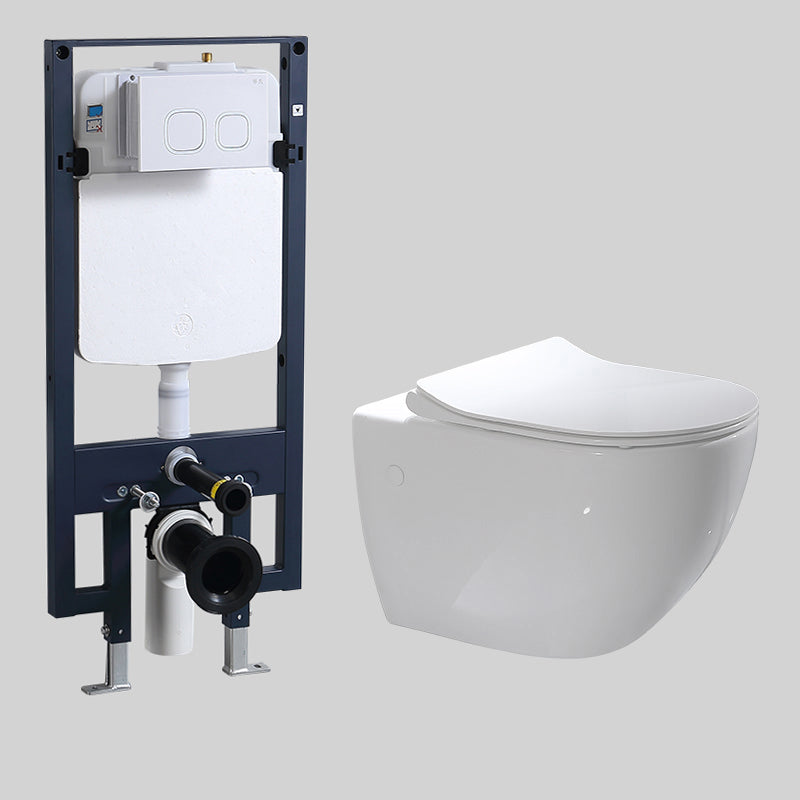 Modern Wall Mounted Flush Toilet White Toilet Bowl with Seat for Washroom 15"L x 22"W x 14"H Toilet & Thin Tanker Clearhalo 'Bathroom Remodel & Bathroom Fixtures' 'Home Improvement' 'home_improvement' 'home_improvement_toilets' 'Toilets & Bidets' 'Toilets' 7384417