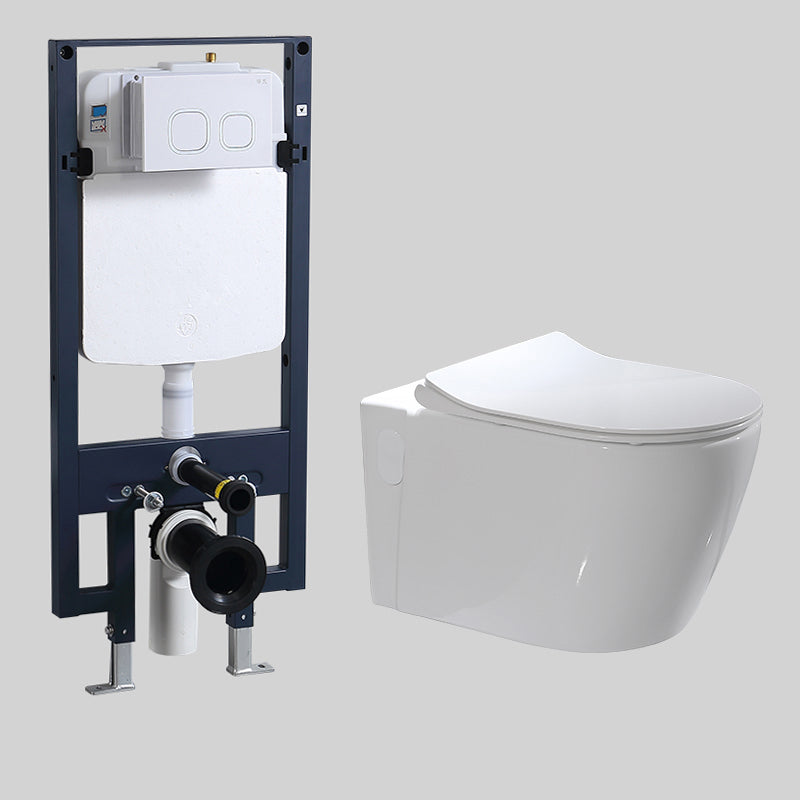 Modern Wall Mounted Flush Toilet White Toilet Bowl with Seat for Washroom 14"L x 22"W x 14"H Toilet & Thin Tanker Clearhalo 'Bathroom Remodel & Bathroom Fixtures' 'Home Improvement' 'home_improvement' 'home_improvement_toilets' 'Toilets & Bidets' 'Toilets' 7384424