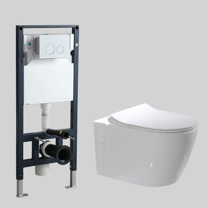 Modern Wall Mounted Flush Toilet White Toilet Bowl with Seat for Washroom 14"L x 22"W x 14"H Toilet with High Tanker Clearhalo 'Bathroom Remodel & Bathroom Fixtures' 'Home Improvement' 'home_improvement' 'home_improvement_toilets' 'Toilets & Bidets' 'Toilets' 7384425