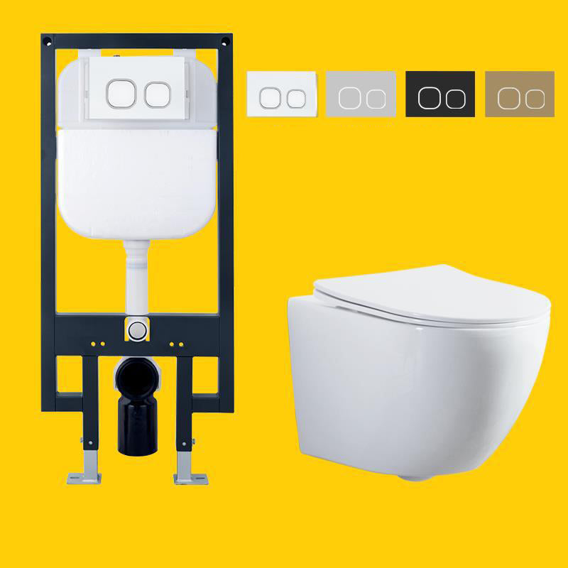 Contemporary Wall Hung Toilet Bowl White Seat Included Urine Toilet for Bathroom 14"L x 19"W x 14"H Clearhalo 'Bathroom Remodel & Bathroom Fixtures' 'Home Improvement' 'home_improvement' 'home_improvement_toilets' 'Toilets & Bidets' 'Toilets' 7384433