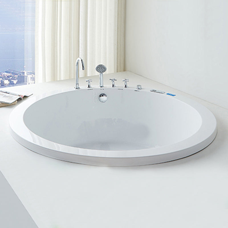Modern Round Bath Acrylic Soaking White Back to Wall Drop-in Bathtub Clearhalo 'Bathroom Remodel & Bathroom Fixtures' 'Bathtubs' 'Home Improvement' 'home_improvement' 'home_improvement_bathtubs' 'Showers & Bathtubs' 7384457