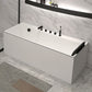 Modern Rectangular Bathtub Acrylic Soaking White Back to Wall Bathtub Left Tub with Black 5-Piece Set Clearhalo 'Bathroom Remodel & Bathroom Fixtures' 'Bathtubs' 'Home Improvement' 'home_improvement' 'home_improvement_bathtubs' 'Showers & Bathtubs' 7384482