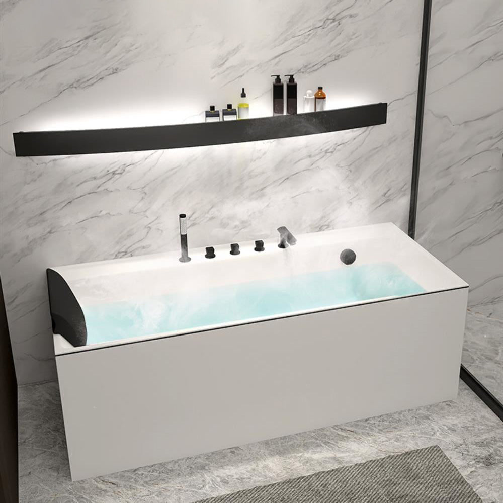 Modern Rectangular Bathtub Acrylic Soaking White Back to Wall Bathtub Clearhalo 'Bathroom Remodel & Bathroom Fixtures' 'Bathtubs' 'Home Improvement' 'home_improvement' 'home_improvement_bathtubs' 'Showers & Bathtubs' 7384486