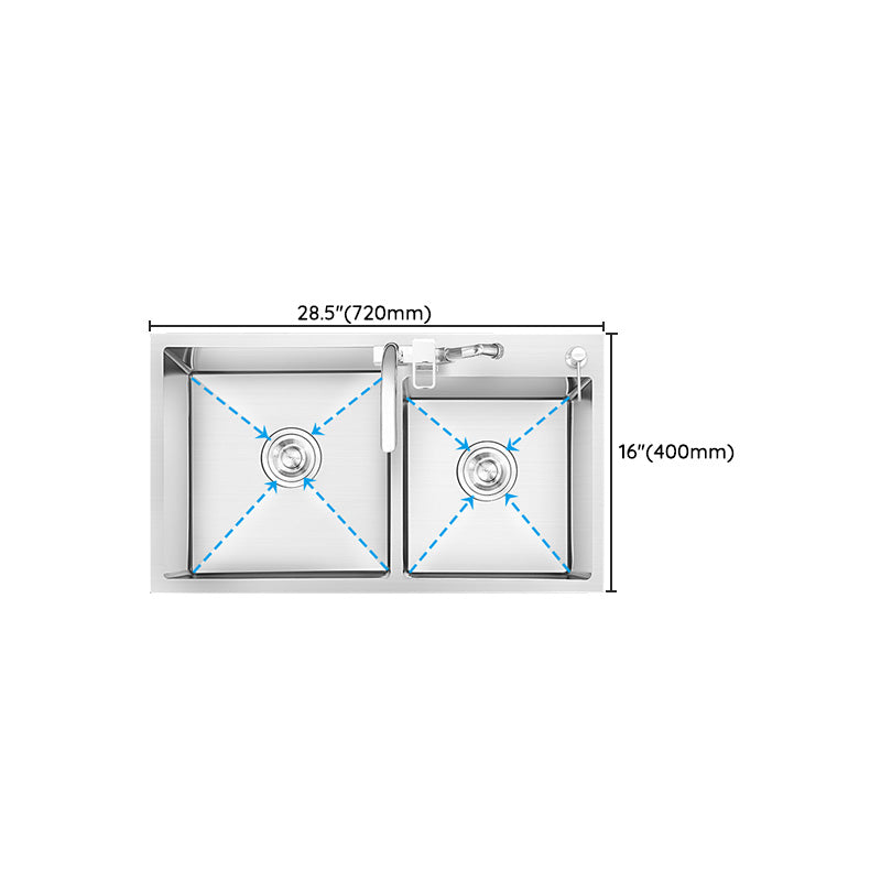 Dirt Resistant Kitchen Sink Soundproof Detail Kitchen Double Sink with Overflow Hole Clearhalo 'Home Improvement' 'home_improvement' 'home_improvement_kitchen_sinks' 'Kitchen Remodel & Kitchen Fixtures' 'Kitchen Sinks & Faucet Components' 'Kitchen Sinks' 'kitchen_sinks' 7385243