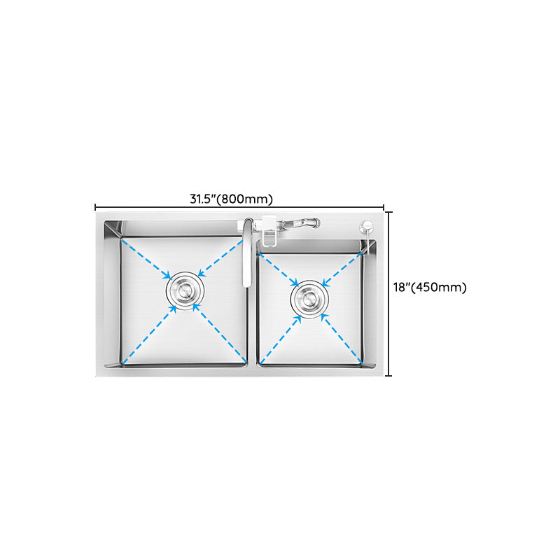 Dirt Resistant Kitchen Sink Soundproof Detail Kitchen Double Sink with Overflow Hole Clearhalo 'Home Improvement' 'home_improvement' 'home_improvement_kitchen_sinks' 'Kitchen Remodel & Kitchen Fixtures' 'Kitchen Sinks & Faucet Components' 'Kitchen Sinks' 'kitchen_sinks' 7385246