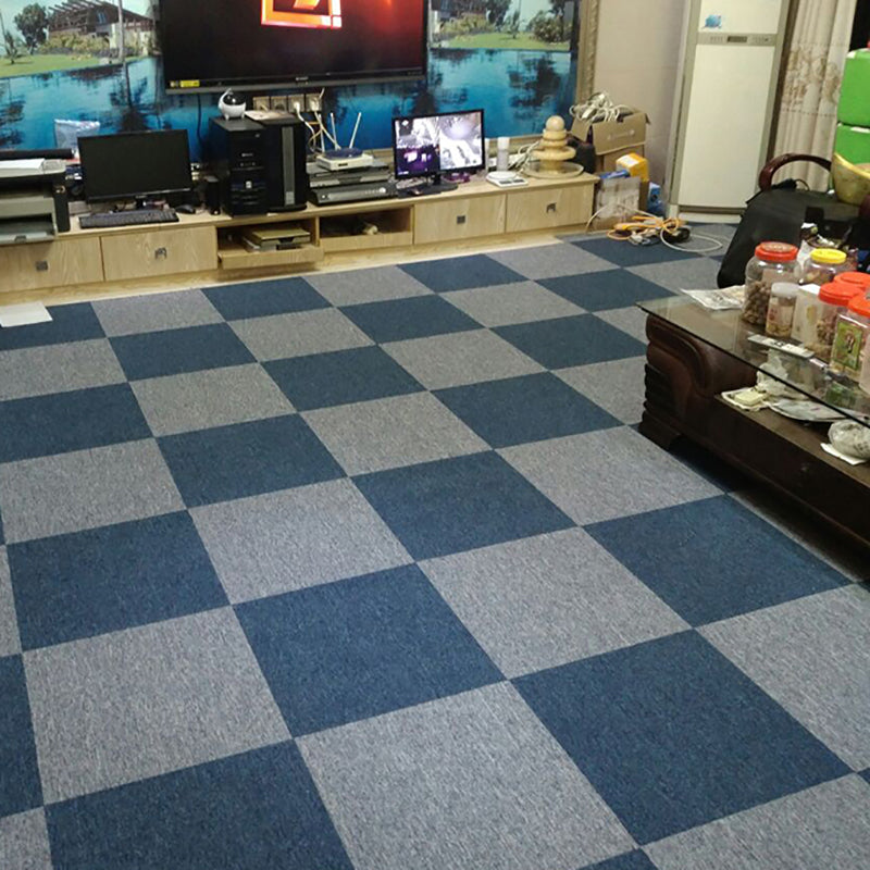 Modern Carpet Floor Tile Level Loop Adhesive Tabs Fire Resistant Carpet Tiles Grey Blue 40-Piece Set Clearhalo 'Carpet Tiles & Carpet Squares' 'carpet_tiles_carpet_squares' 'Flooring 'Home Improvement' 'home_improvement' 'home_improvement_carpet_tiles_carpet_squares' Walls and Ceiling' 7385275