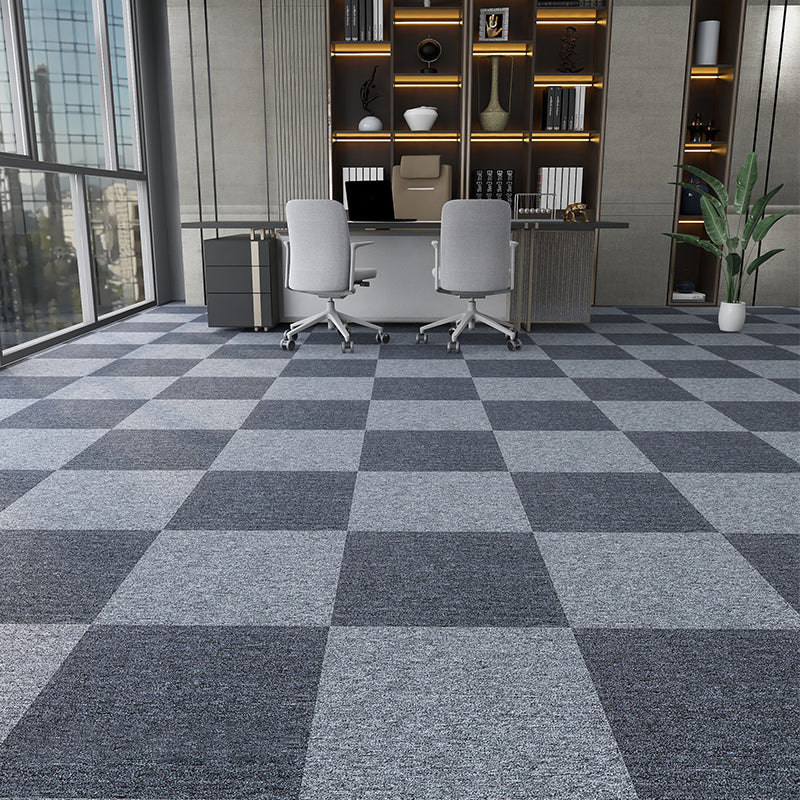 Modern Carpet Floor Tile Level Loop Adhesive Tabs Fire Resistant Carpet Tiles Dark Grey Light Grey 40-Piece Set Clearhalo 'Carpet Tiles & Carpet Squares' 'carpet_tiles_carpet_squares' 'Flooring 'Home Improvement' 'home_improvement' 'home_improvement_carpet_tiles_carpet_squares' Walls and Ceiling' 7385280