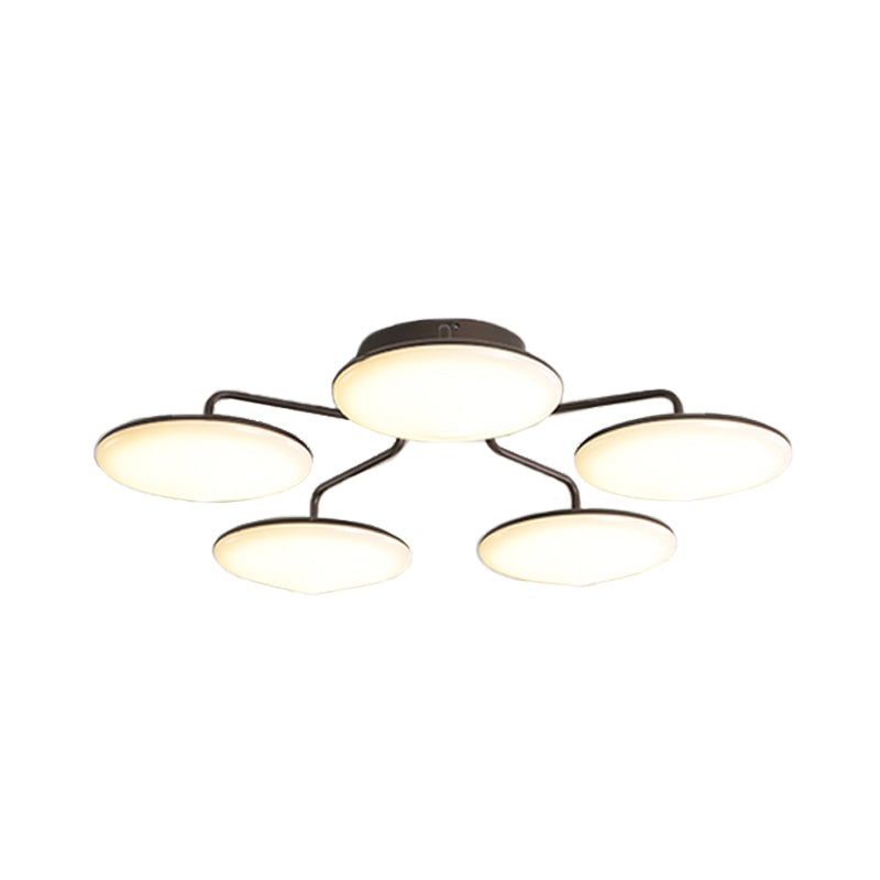 Acrylic Circular Semi Flush Ceiling Light Modernist Black LED Ceiling Mount with Curved Branches for Bedroom Clearhalo 'Ceiling Lights' 'Close To Ceiling Lights' 'Close to ceiling' 'Semi-flushmount' Lighting' 738529