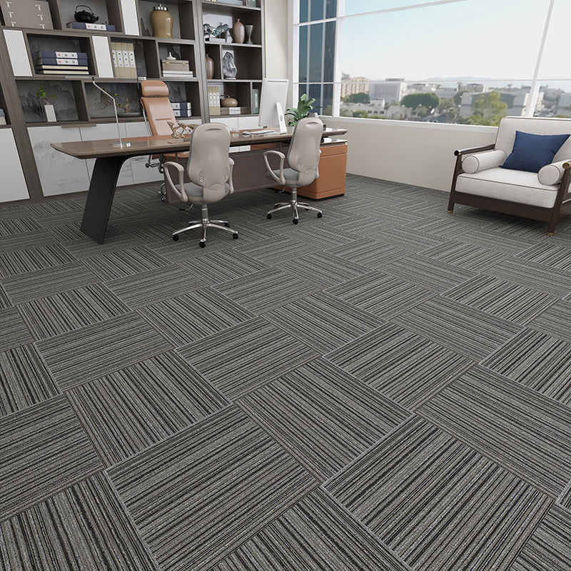 Modern Carpet Floor Tile Level Loop Adhesive Tabs Fire Resistant Carpet Tiles Grey 40-Piece Set Clearhalo 'Carpet Tiles & Carpet Squares' 'carpet_tiles_carpet_squares' 'Flooring 'Home Improvement' 'home_improvement' 'home_improvement_carpet_tiles_carpet_squares' Walls and Ceiling' 7385293