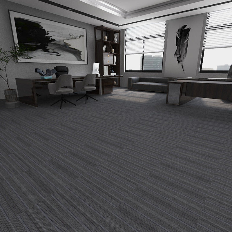 Modern Carpet Floor Tile Level Loop Adhesive Tabs Fire Resistant Carpet Tiles Dark Gray-Black 40-Piece Set Clearhalo 'Carpet Tiles & Carpet Squares' 'carpet_tiles_carpet_squares' 'Flooring 'Home Improvement' 'home_improvement' 'home_improvement_carpet_tiles_carpet_squares' Walls and Ceiling' 7385294